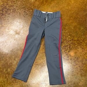 Kids Grey Baseball Pants with Red Side Stripe Champro Sz XS